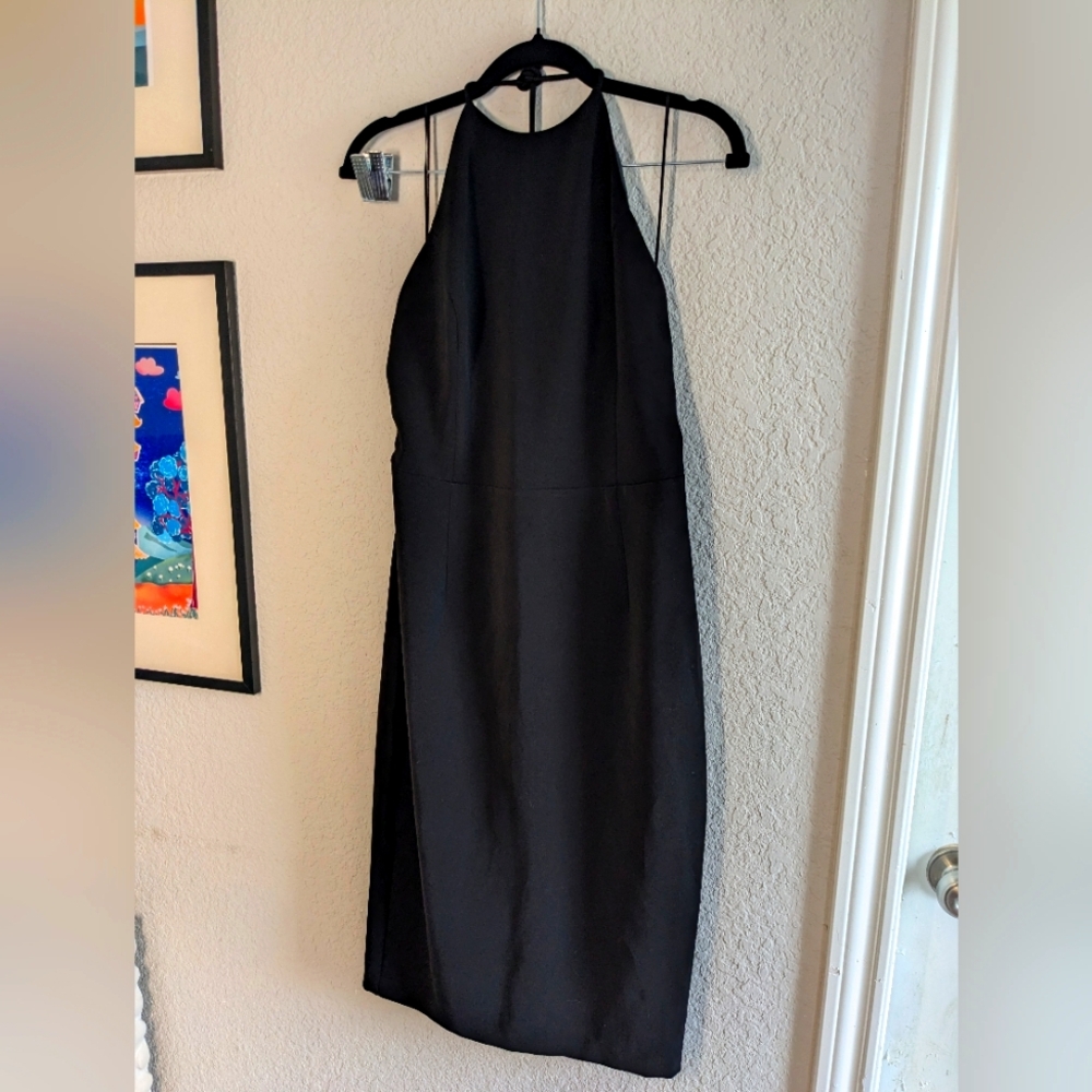 Express Sleek Black Halter Dress